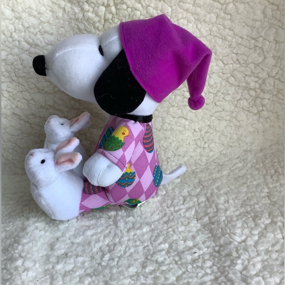 Whitmans Peanuts Plush Snoopy Dog Bunny Slippers Pjs Stuffed Animal Toy w Tags - Picture 2 of 7